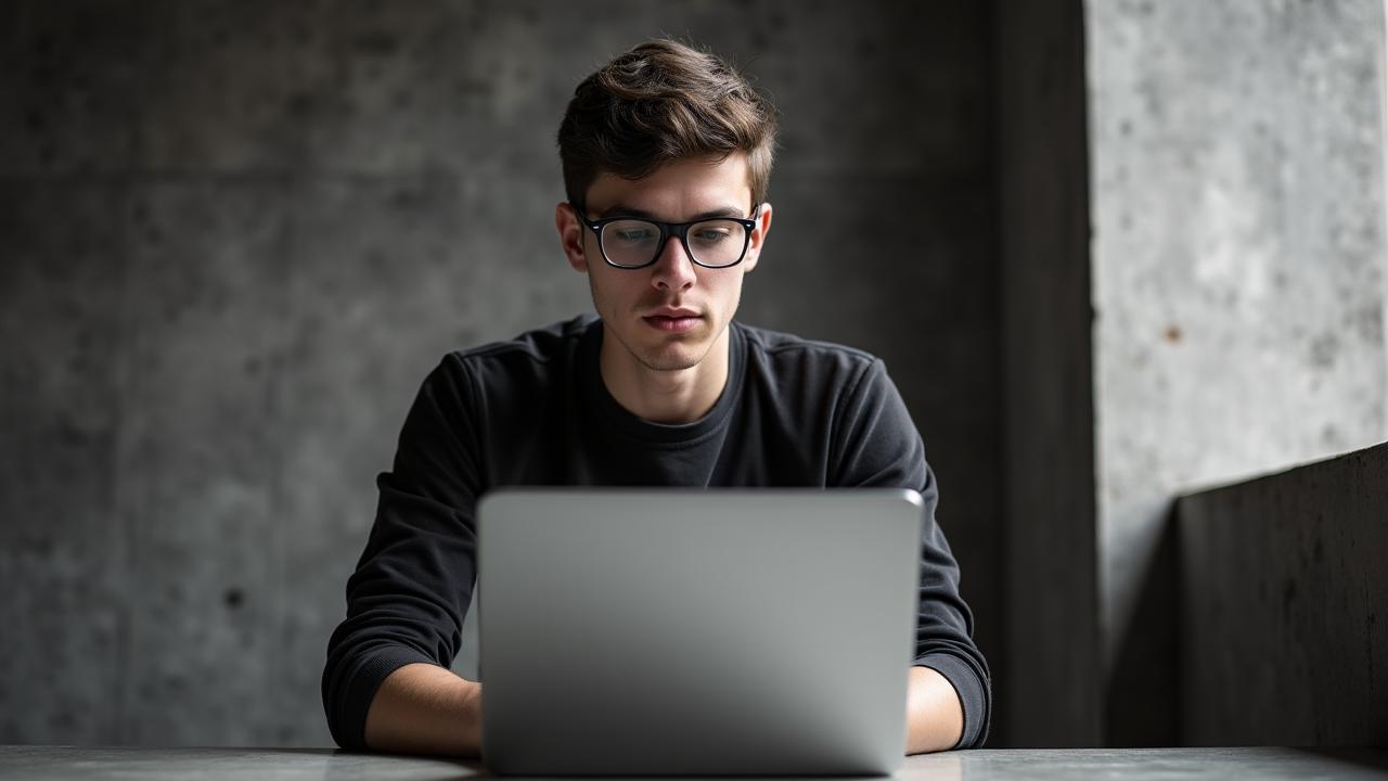 Studente digitale concentrato al lavoro