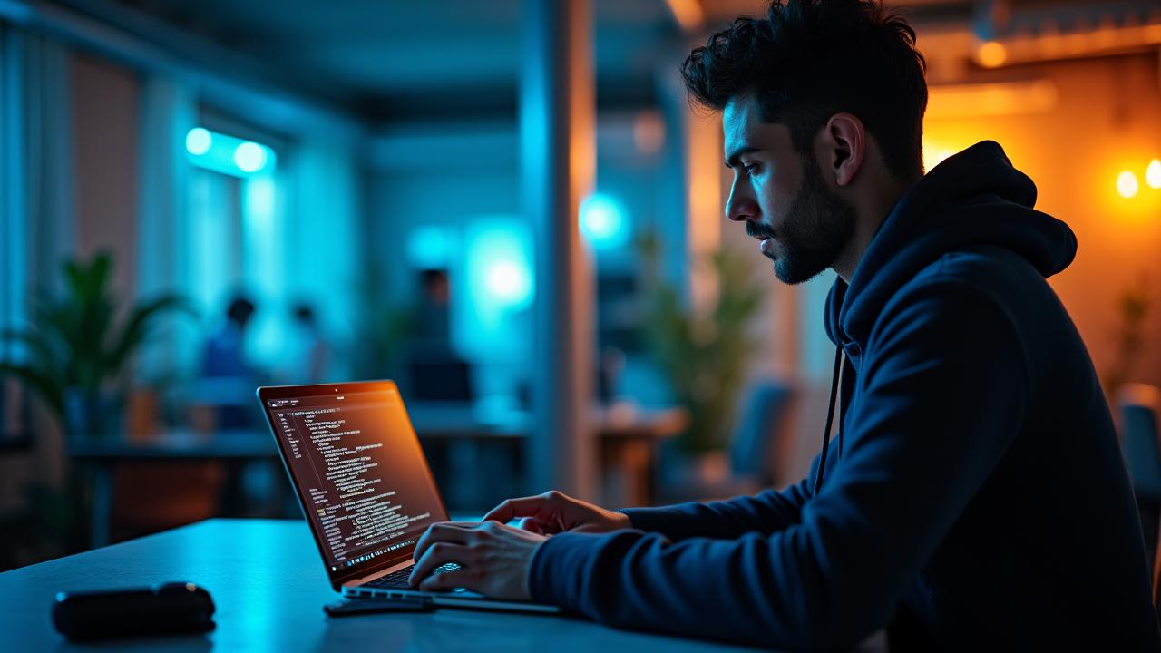 Studente digitale concentrato su una lezione pratica